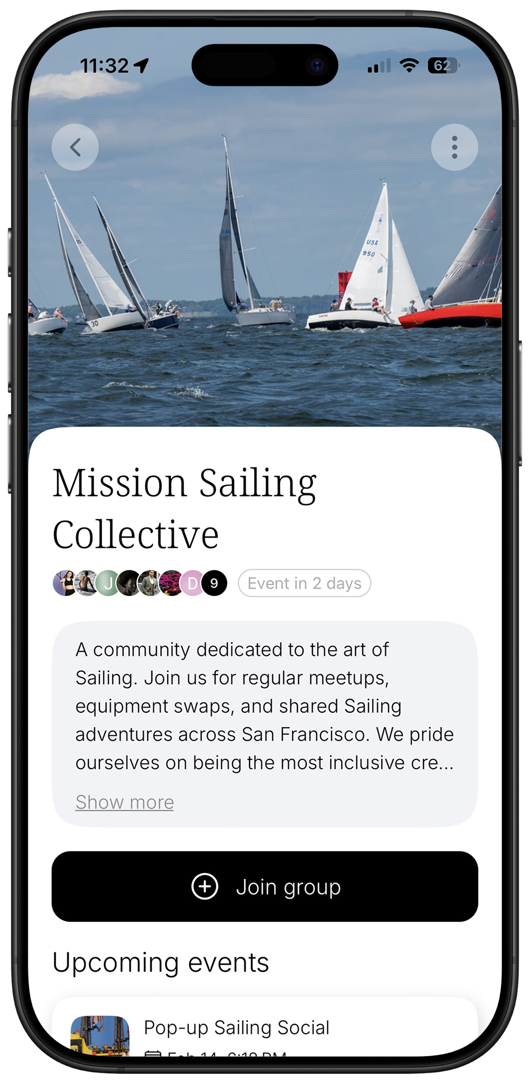 Outies app screen showing a group